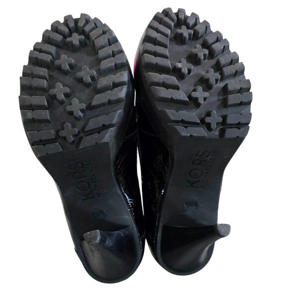 Kors Michael Kors Black Patent Leather Womens Loafer Style Platform Heels Sz 6.5 - Picture 5 of 9